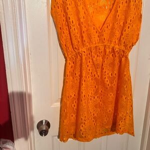 Miken Orange Sleeveless V-Neck Sundress Coverup